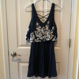 Navy Blue Floral Mini-Sundress